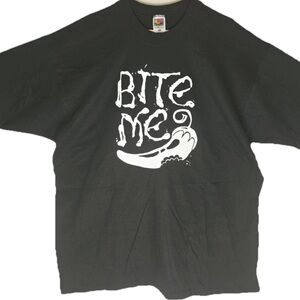 Fruit of the Loom Black 'Bite Me' 1990’s Vintage Tee Rare